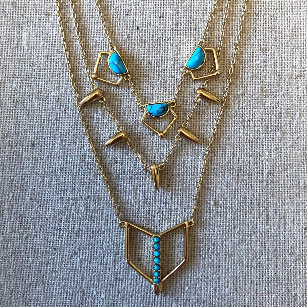 Stella & Dot Turquoise Stone Layering Necklace